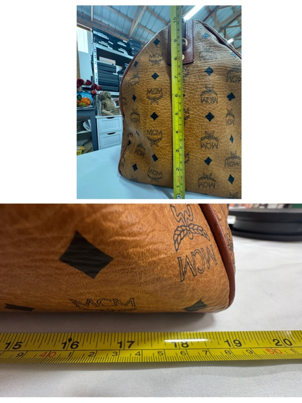 MCM Cognac Visetos Travel Weekender Bag - Picture 7 of 11